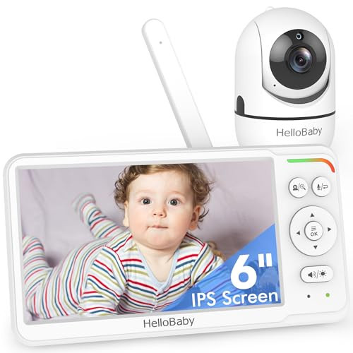 HelloBaby Baby Monitor with 6" World First IPS Screen 30-Hrs Battery, Remote Pan/Tilt/Zoom Camera, No WiFi Video Baby Monitor Camera and Audio, ECO, VOX, 2-Way Talk, Night Vision, 1000ft, Portable | Amazon (US)