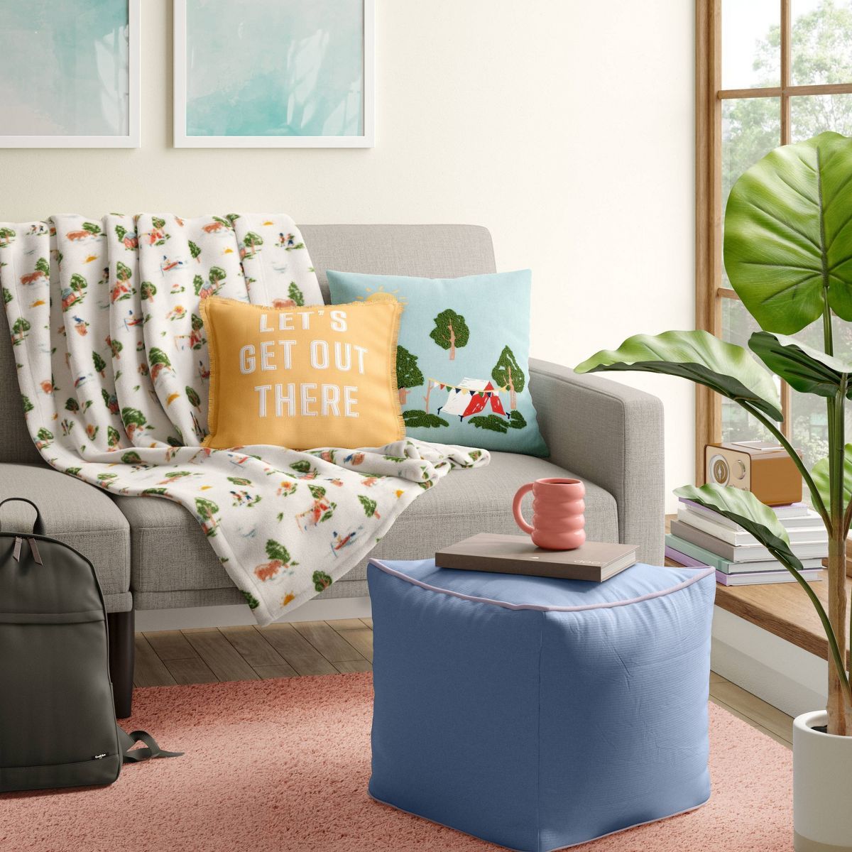 Cabin Scene Square Throw Pillow Blue - Room Essentials™ | Target