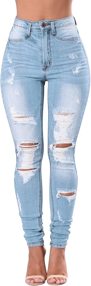 Women's High Waisted Jeans for Women Distressed Stretch Jeans for Women Ripped Butt Lift Jeans De... | Amazon (US)