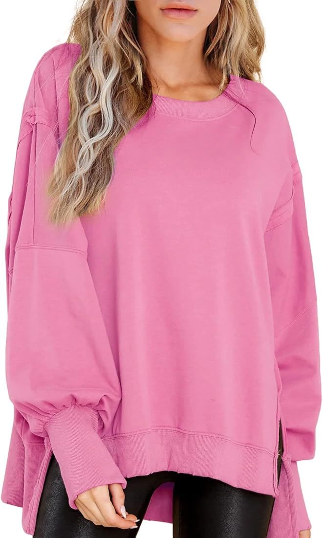 BWQ Women's Oversized Sweatshirt Crew Neck Long Sleeve Shirts Pullover Long Sleeve Tops S-2XL | Amazon (US)