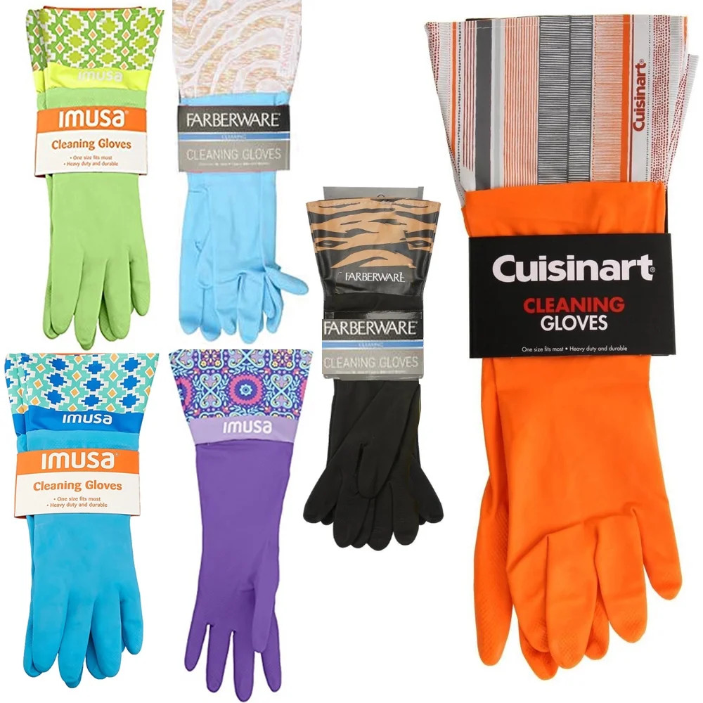 2 Pair Rubber Gloves Latex Kitchen Washing Cleaning Multi Purpose Protect Hand | Walmart (US)