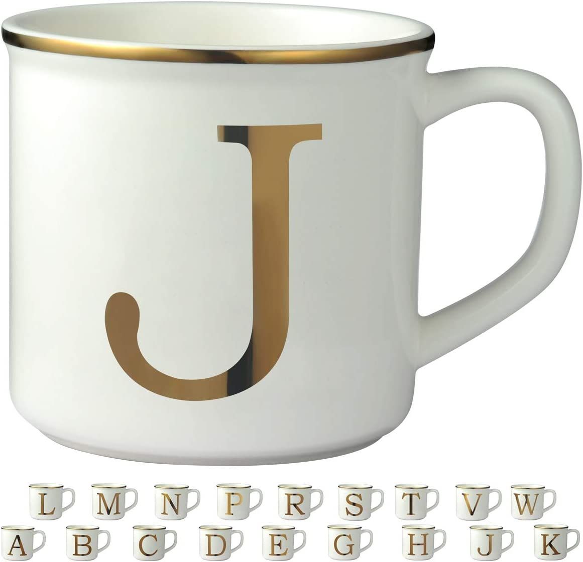 Miicol Gold Initials 16 oz Large Monogram Ceramic Coffee Mug Tea Cup for Office and Home Use, Cut... | Amazon (US)