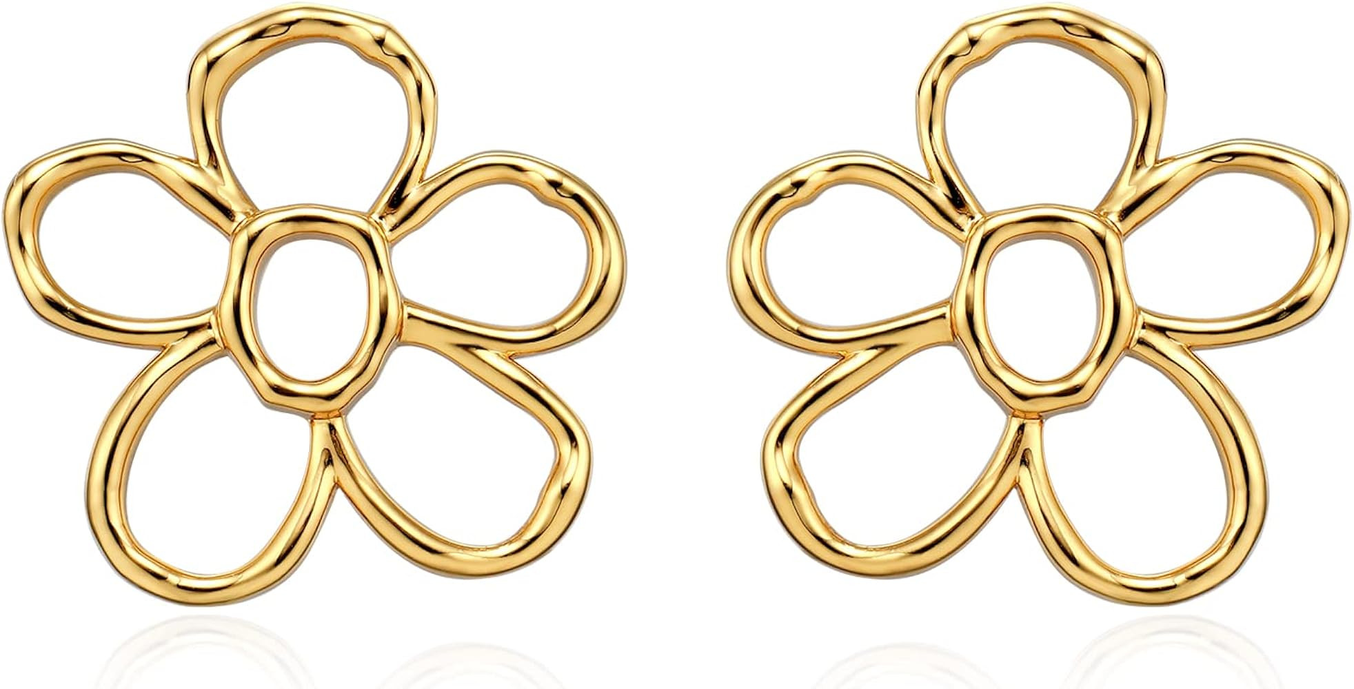 LecAit Summer Dainty Daisy Flower Earring Hollowed out Flower Stud 925 Sterling Silver Post Minim... | Amazon (US)