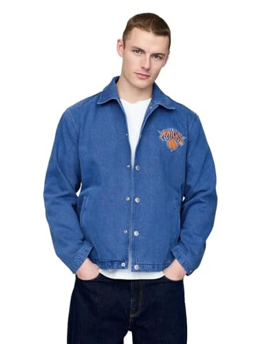 GAP Men's NBA Logo Denim Coaches Jacket, KNICKS, Large | Amazon (US)