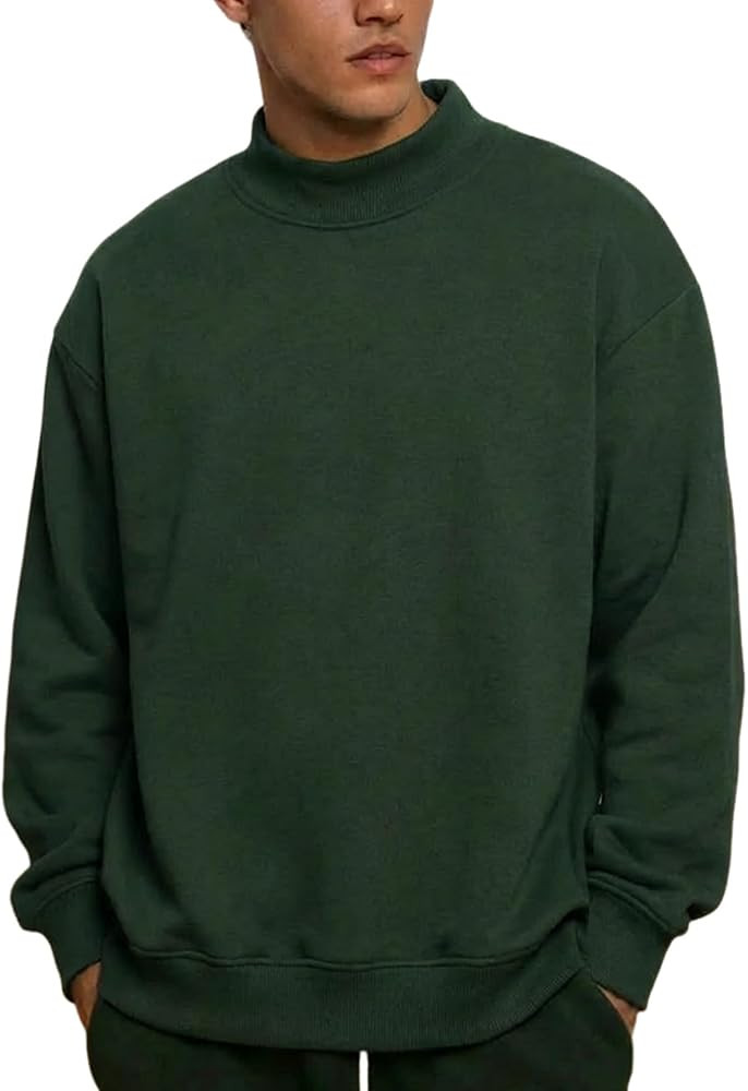 Men's Mock Neck Sweatshirt Casual Fleece Lined Pullover Long Sleeve Fall Winter Basic Loose Top | Amazon (US)