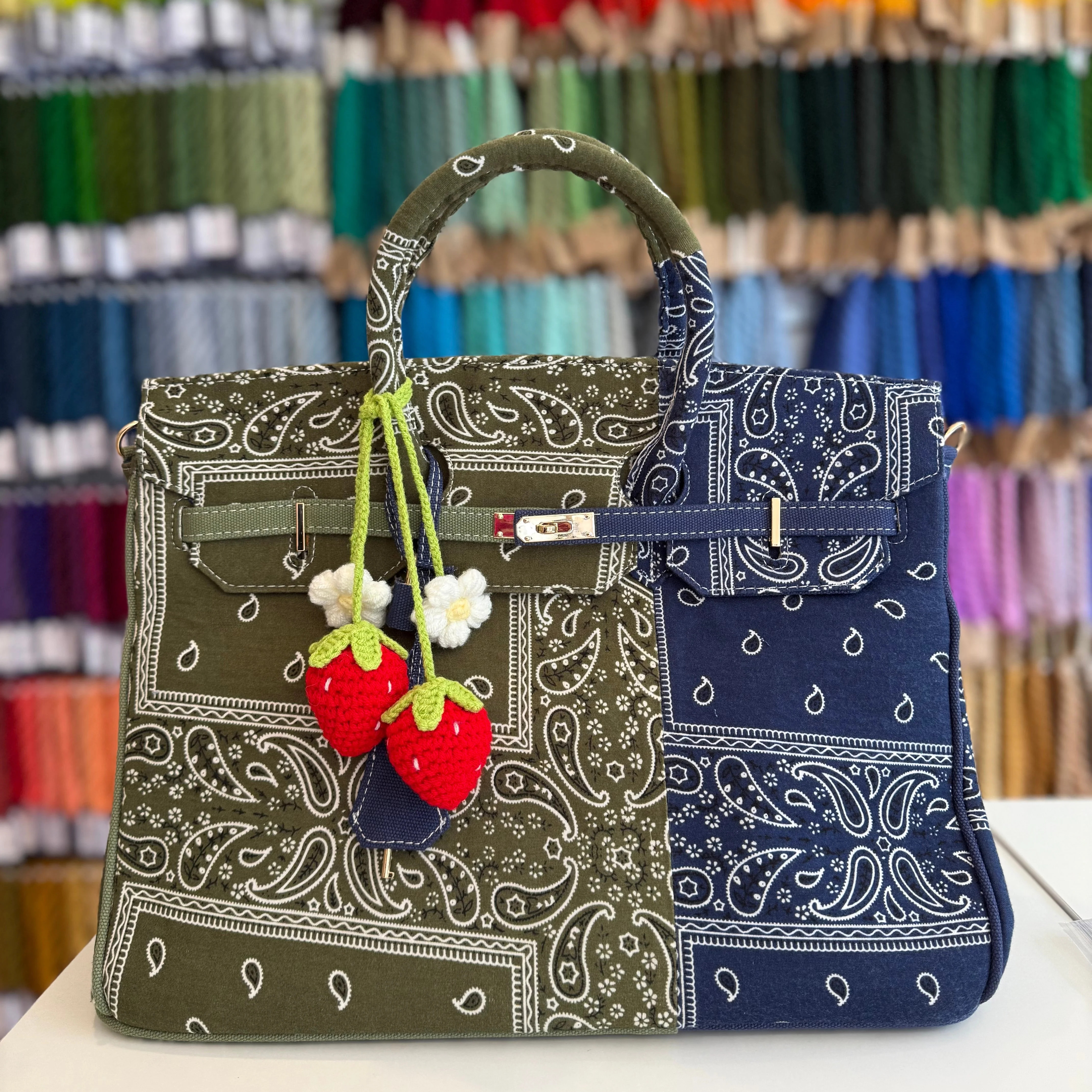 Cowboy Cabana Tote - Olive & Denim | Greystone Needlepoint