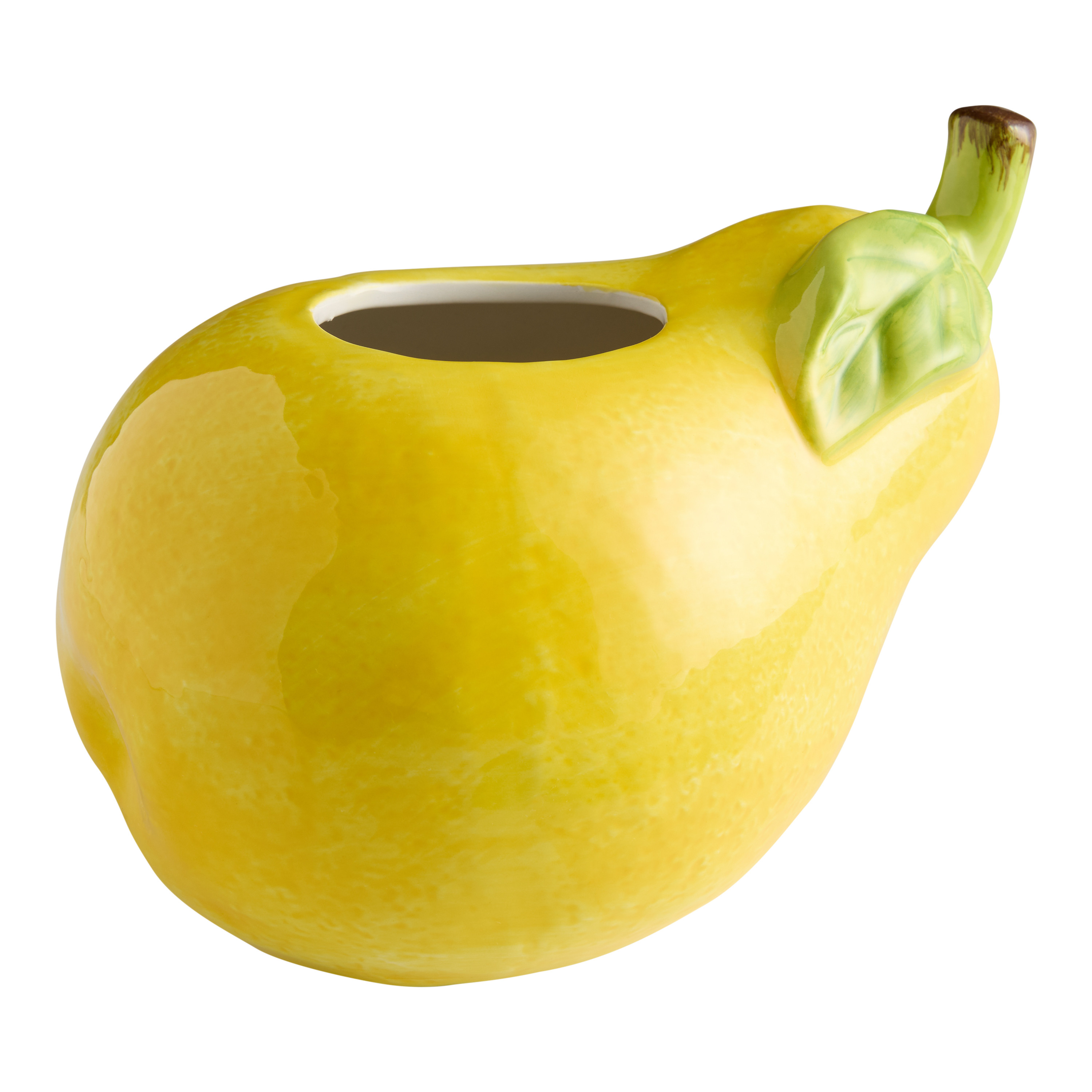Yellow Ceramic Pear Hand Painted Figural Vase | World Market