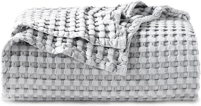 Bedsure Waffle Cotton Blanket Queen Size - Grey Viscose from Bamboo Waffle Weave Blanket, Soft Li... | Amazon (US)