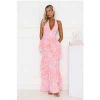 Tropical Bloom Halter Tiered Maxi Dress Pink | Hello Molly (US)