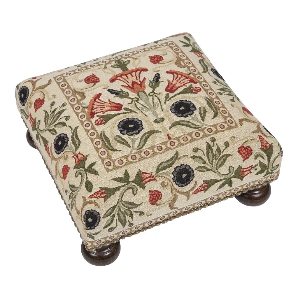 Primrose Cream Tapestry Footstool | Chairish
