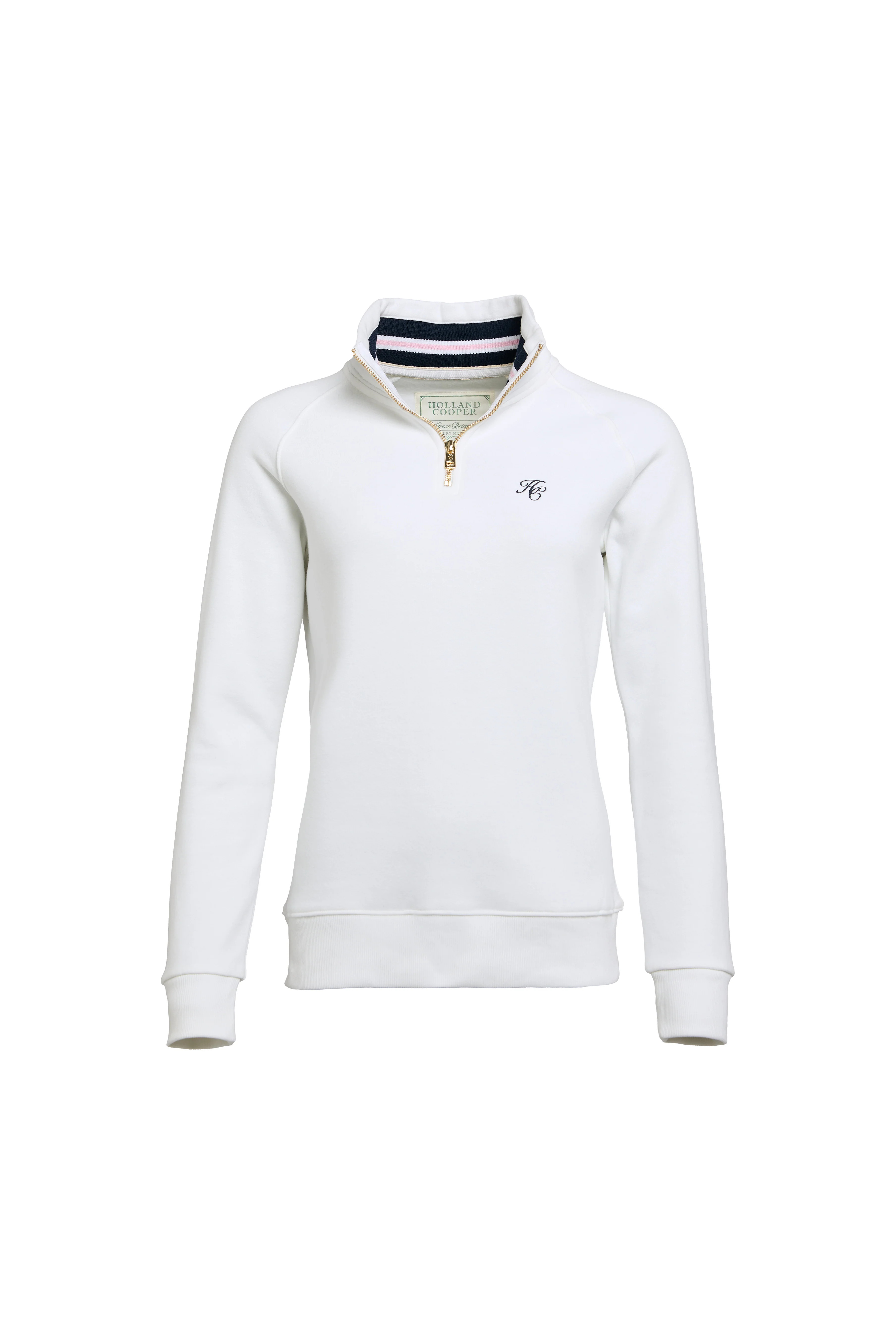 Burford Quarter Zip Neck Sweat (White) | Holland Cooper