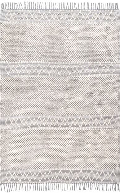 Ivory Textured Banded Area Rug | Rugs USA