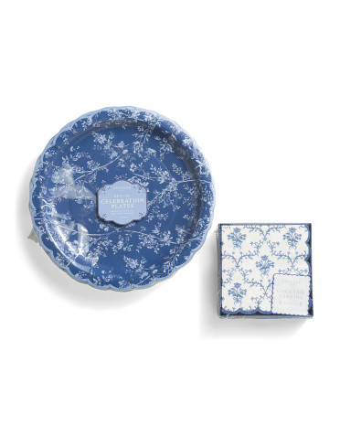 56pc Scallop Edge Paper Plates And Napkins Set | TJ Maxx