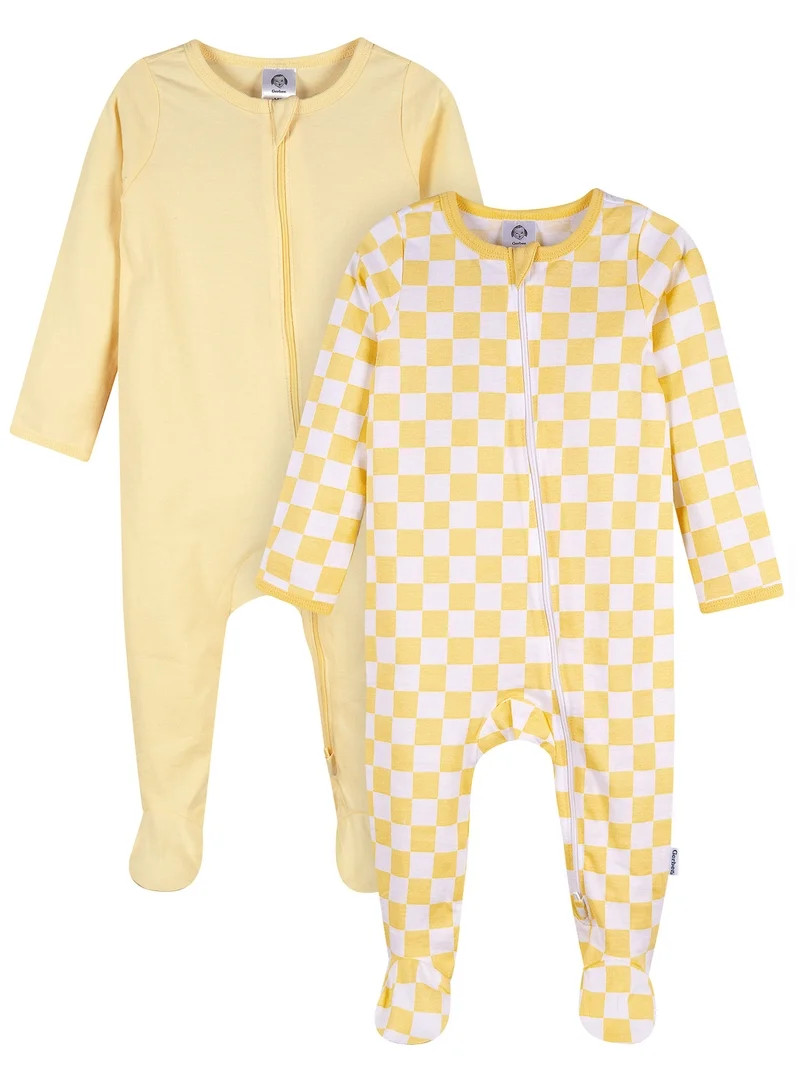 Gerber Baby Boy or Girl Neutral 2-Way Zipper Cotton Sleep 'N Play Footed Pajamas, 2-Pack, Sizes N... | Walmart (US)