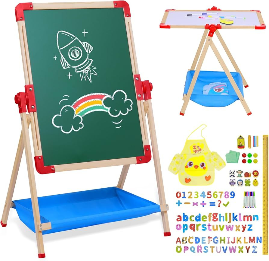 JHTOPJH Creative Art Easel for Kids - 360°Rotating Easel for Toddler Double Sided Drawing - Stur... | Amazon (US)