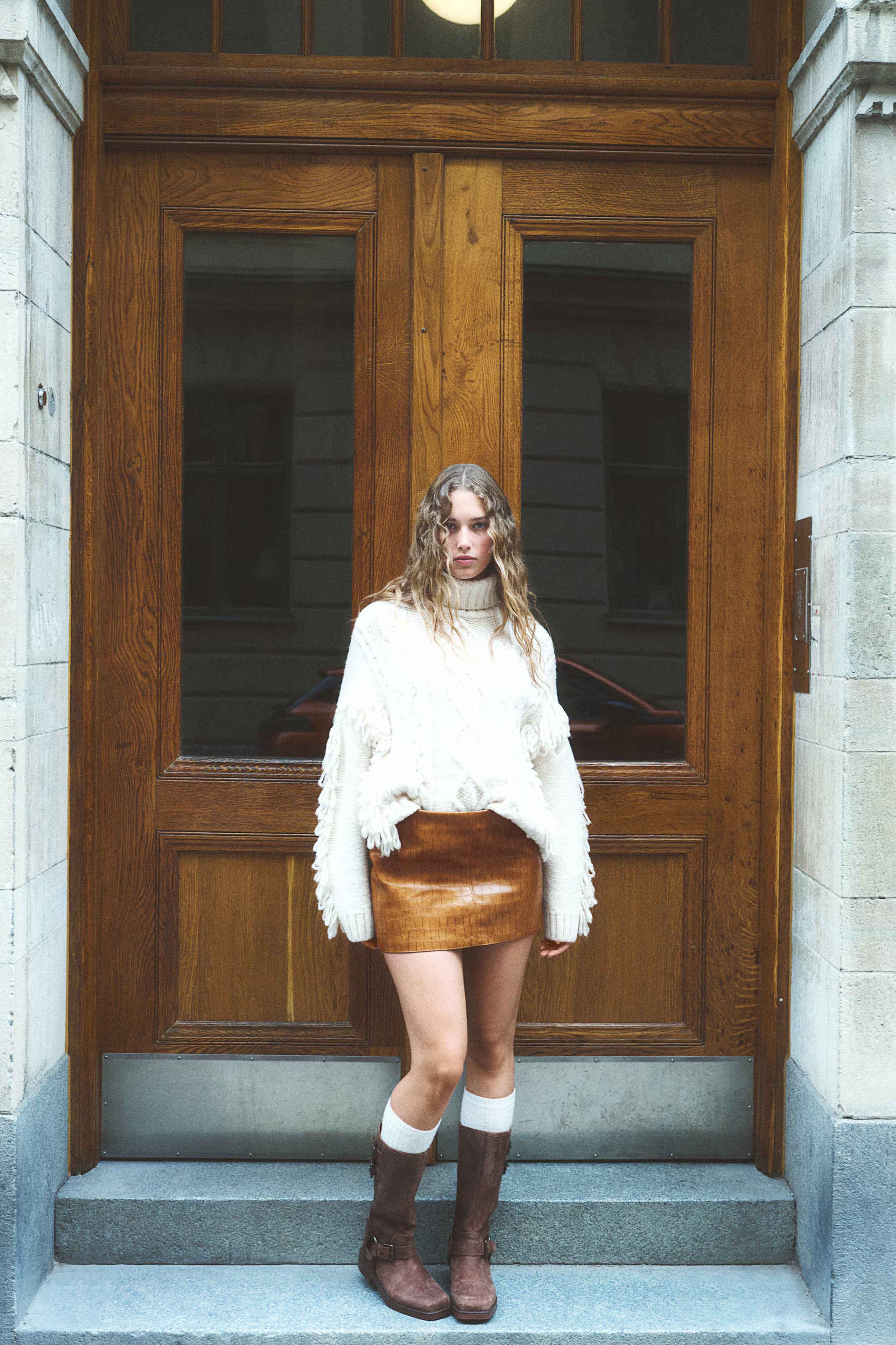 Coated mini skirt - Brown - Ladies | H&M GB | H&M (UK, MY, IN, SG, PH, TW, HK)