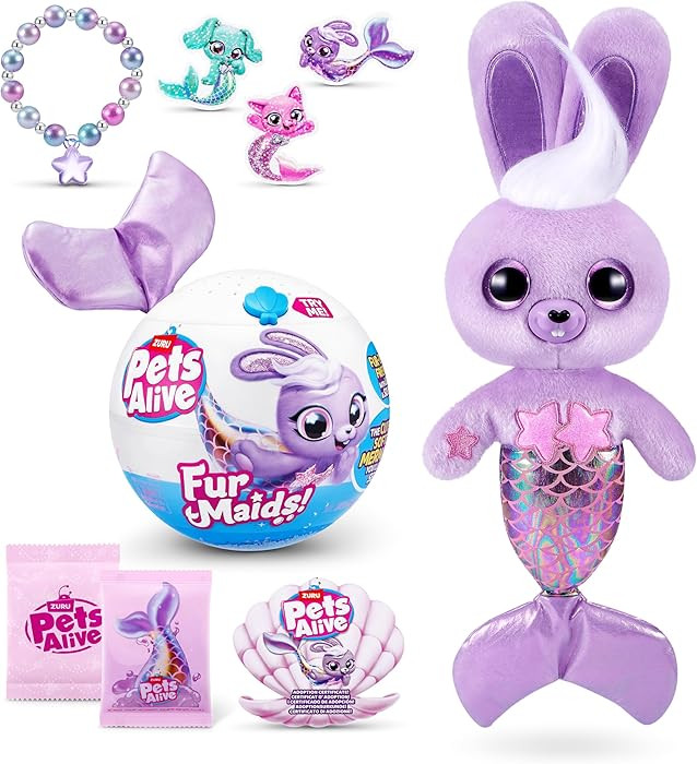 ZURU Pets Alive Furmaids Mermaid Plush, Purple Bunny             Interactive, Lights, Sounds, by ... | Amazon (US)