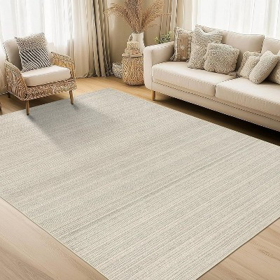 Acekool Modern Neutral Rug 9x12 , Washable Low Pile Carpet with Non-Slip TPR Backing, Thin Foldable Printed Mat for Living Room, Bedroom Beige | Target