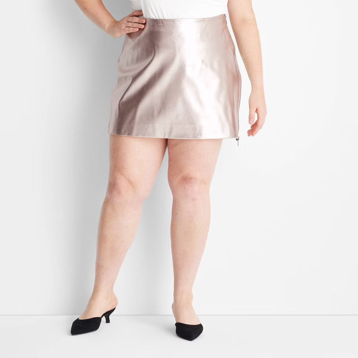 Women's Metallic Mini Skirt - Future Collective Champagne | Target