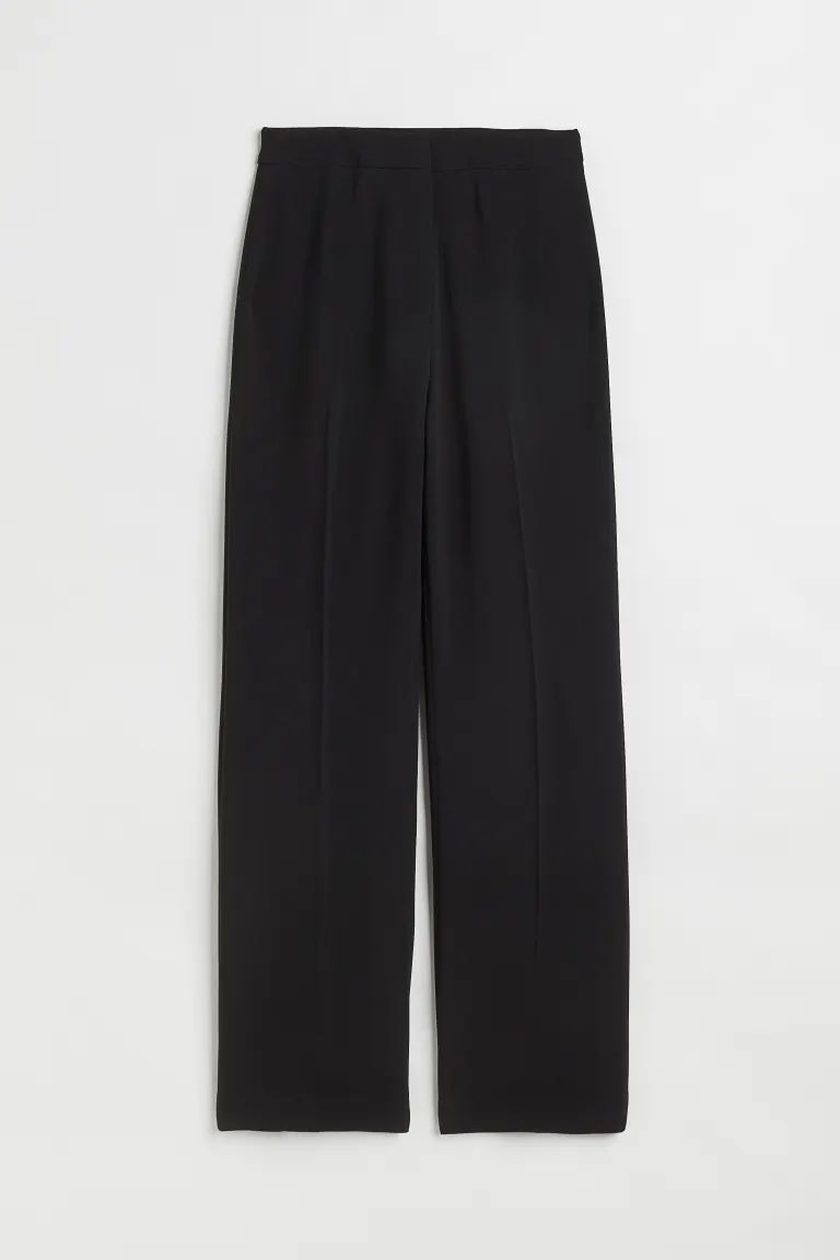 Wide trousers - Black - Ladies | H&M GB | H&M (UK, MY, IN, SG, PH, TW, HK)