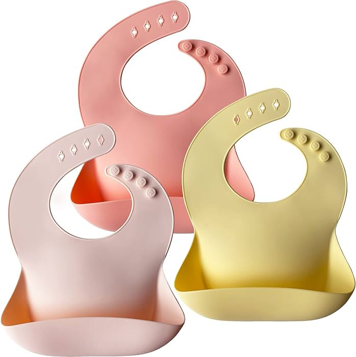 Moonkie Silicone Baby Bibs Set Of 3, BPA Free Soft Adjustable Fit Waterproof Feeding Bibs for Bab... | Amazon (US)