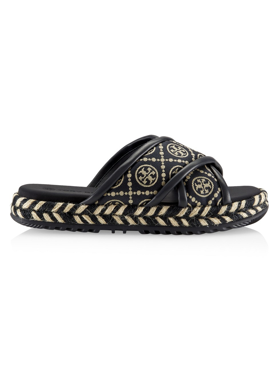 T Monogram Cross-Strap Espadrille Sandals | Saks Fifth Avenue