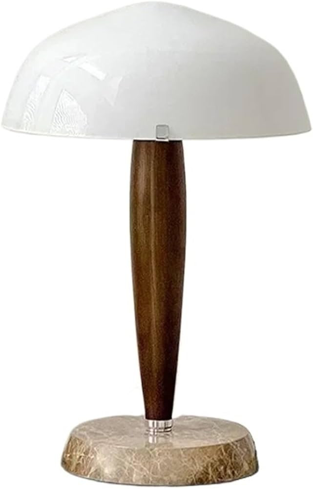 Nordic Table Lamp with Walnut Wood Base and Marble Stand LED Night Light for Bedroom(Warm Light) | Amazon (US)