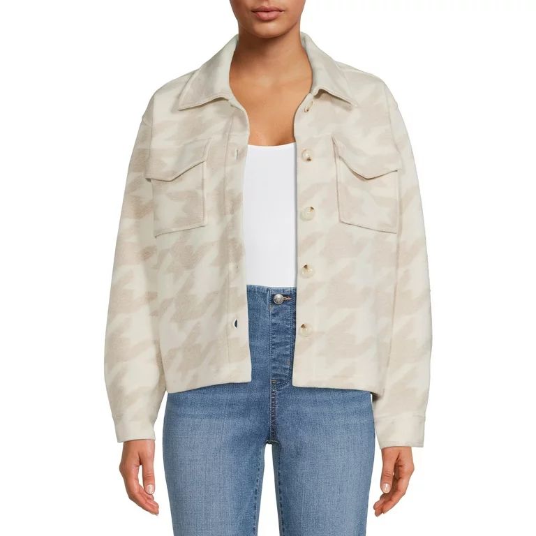 Time and Tru Women's Brushed Fleece Cropped Shacket, Sizes XS-XXXL - Walmart.com | Walmart (US)