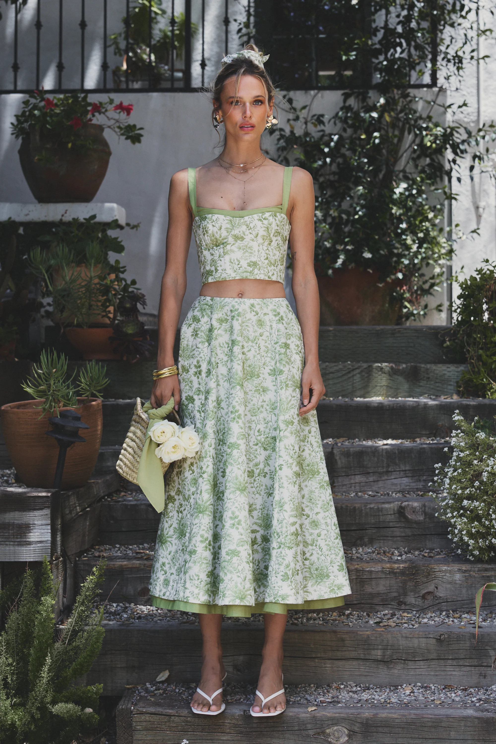 The Rumi Skirt in Grass Green Toile | Shop.app