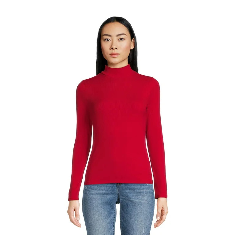 No Boundaries Women's Juniors Long Sleeve Mock Neck Top, Sizes XS-3XL | Walmart (US)