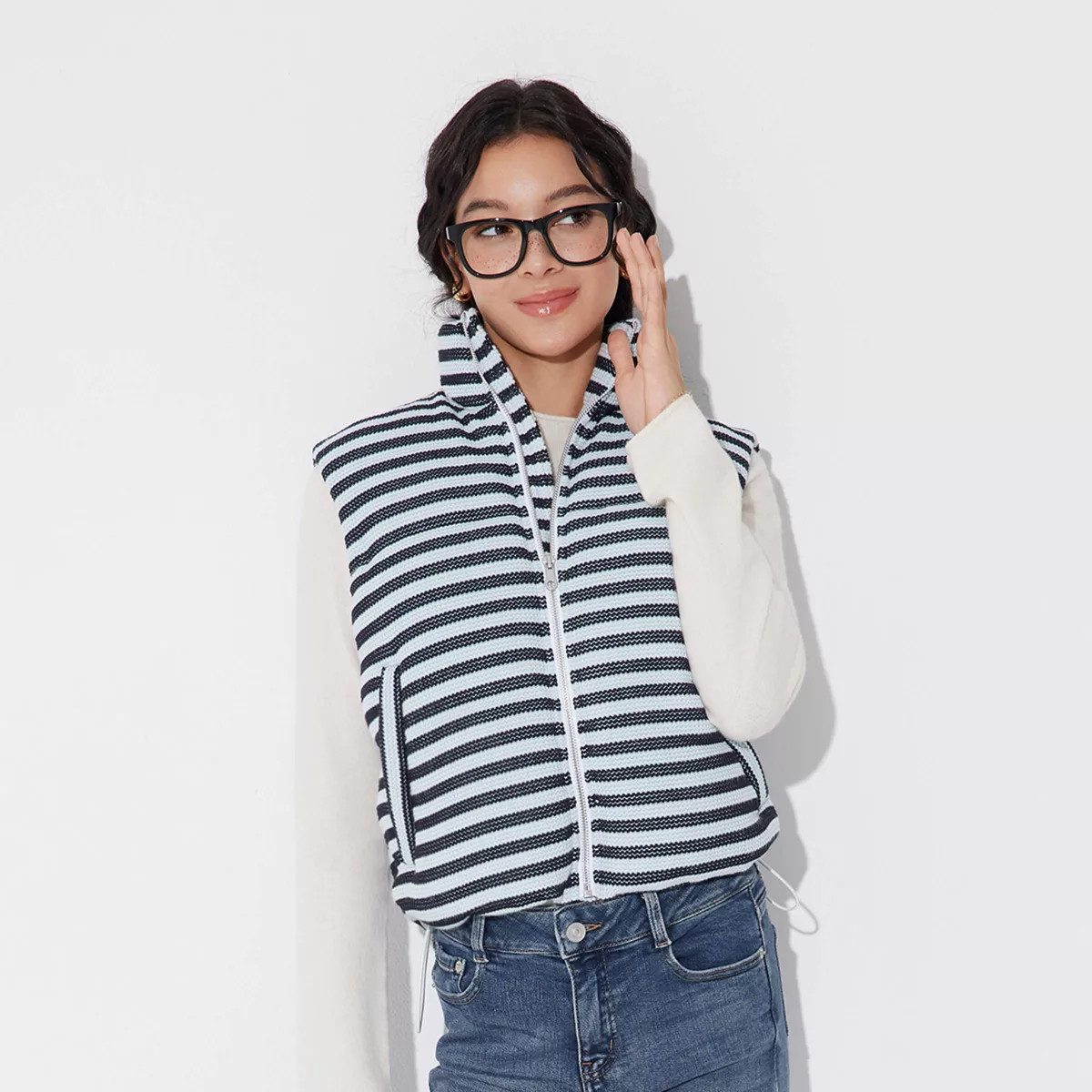 Women's Knit Vest - Wild Fable™ Blue Striped XXL | Target