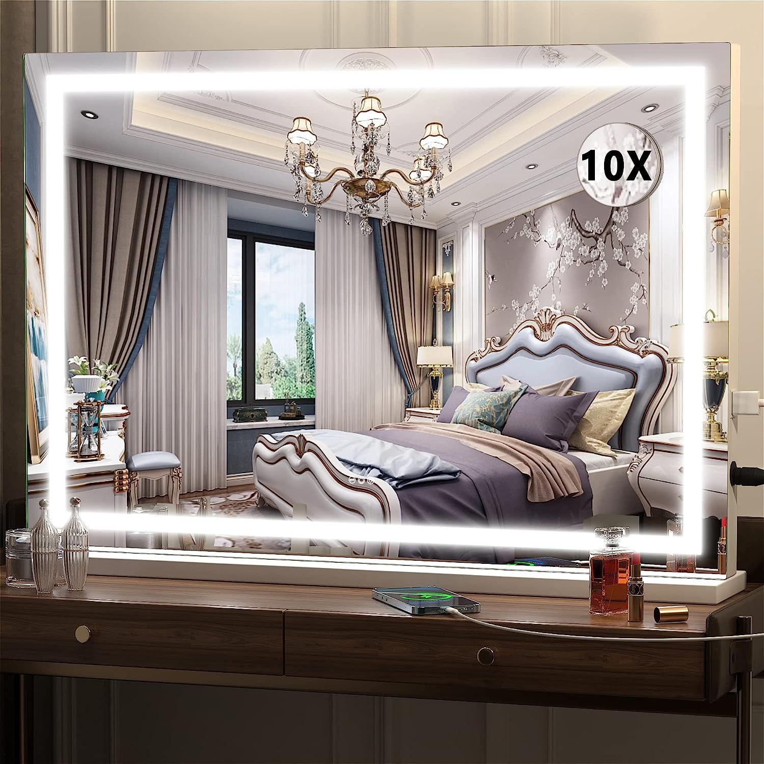 Hasipu Vanity Mirror with Lights, 32" x 22" LED Makeup Mirror, Lighted Makeup Mirror with Dimmabl... | Amazon (US)