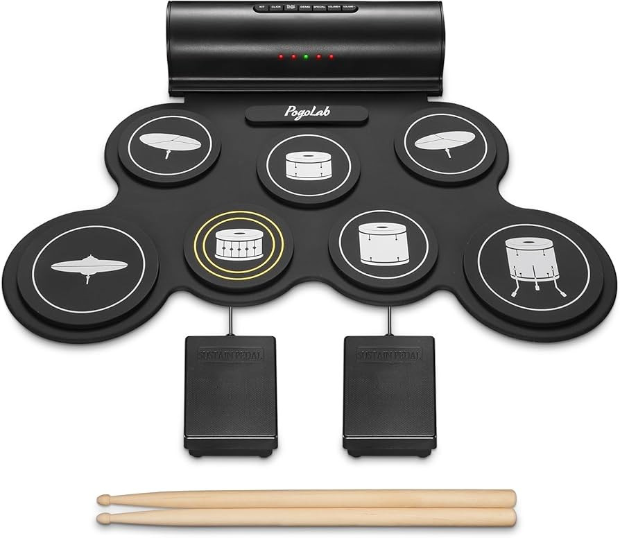Electronic Drum Set, 7 Pads Roll Up Electric Drum Pad with Wireless Function, Portable Rechargeab... | Amazon (US)