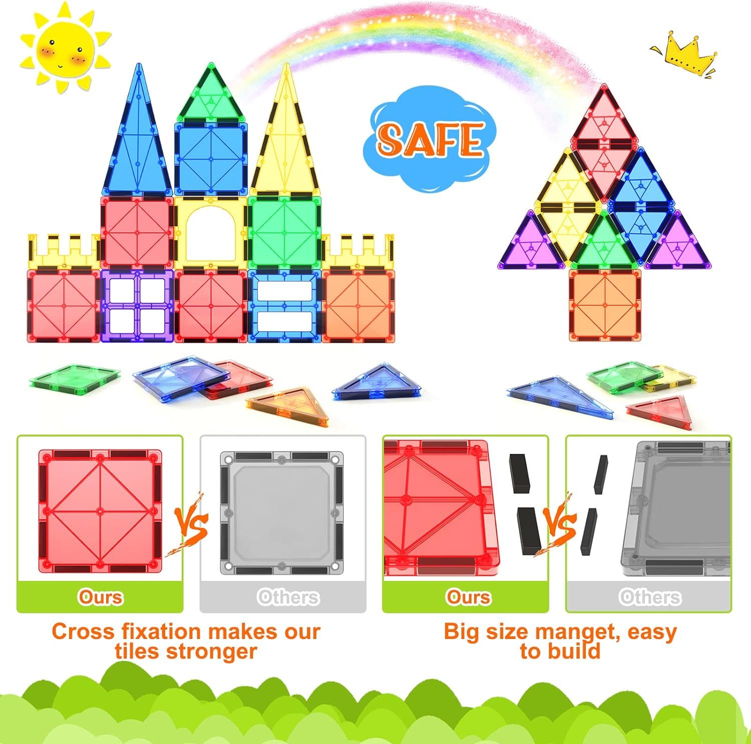 Magnetic Tiles Kids Toys STEM Magnet Toys for Toddler Magnetic Blocks Building Toys Preschool Lea... | Amazon (US)