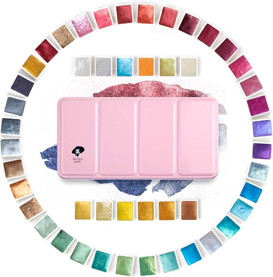 Paul Rubens Artist Grade Watercolor Set, 48 Colors Glitter Metallic Paints, Portable Metal Case, ... | Amazon (US)