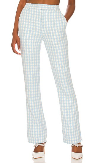 Chloe Trouser in Blue Gingham | Revolve Clothing (Global)