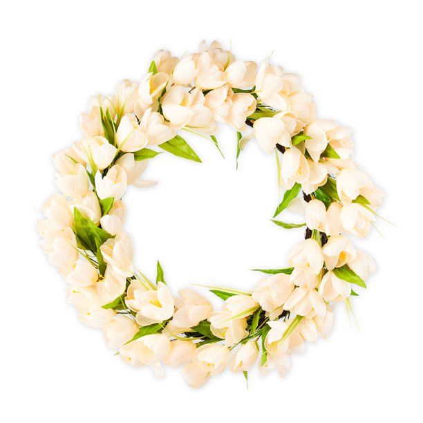 Way To Celebrate Easter White Tulip Floral Wreath, 22" | Walmart (US)