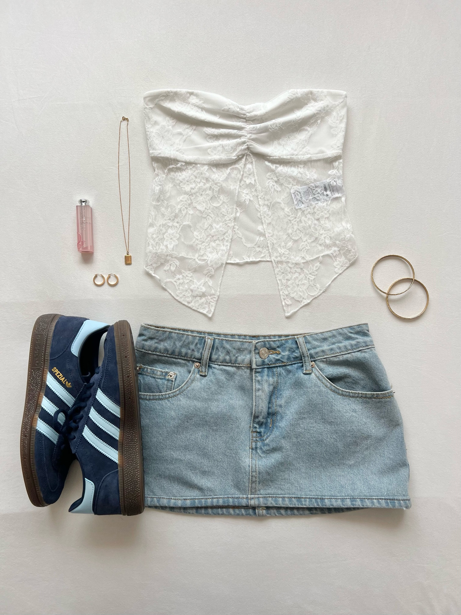 adidas spezial + denim mini skirt outfit
