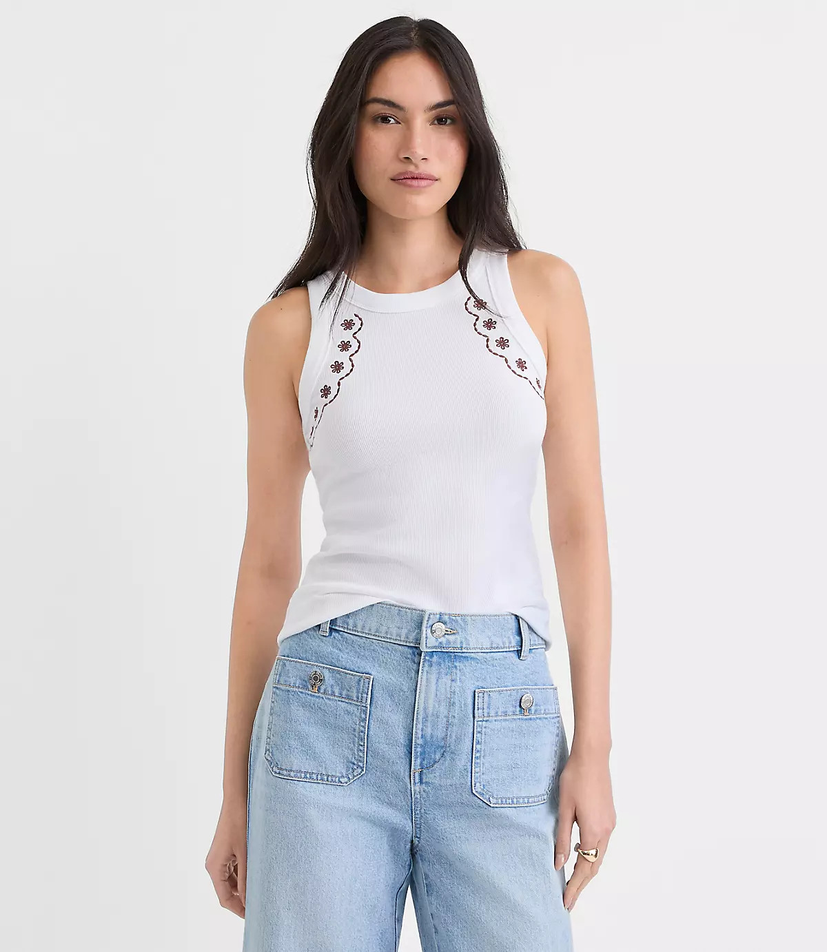 Floral Embroidered Perfect Tank | LOFT