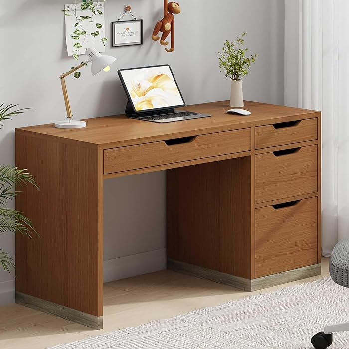 48 Inch Small Desk with 4 Drawers, Computer Desk with Storage File Cabinet for Bedroom, Home Offi... | Amazon (US)