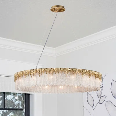 23.6"/40" Modern Luxury Crystal Chandelier Gold Round Pendant Lights For Dining Room | Wayfair North America