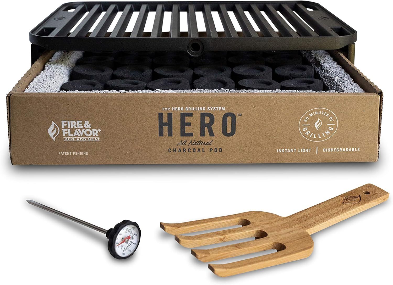 Fire & Flavor HERO Grill Kit Ultra-Portable Easy Instant Light Charcoal Grilling for Tailgating, ... | Amazon (US)
