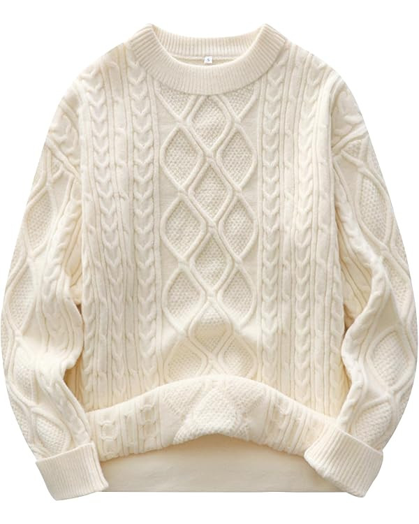 ANRABESS Women Oversized Chunky Cable Knitted Vintage Sweater 2025 Fall Winter Outfits | Amazon (US)