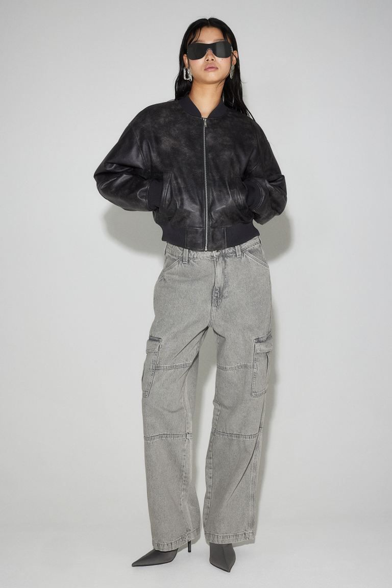 Denim cargo trousers - Gray - Ladies | H&M US | H&M (US + CA)