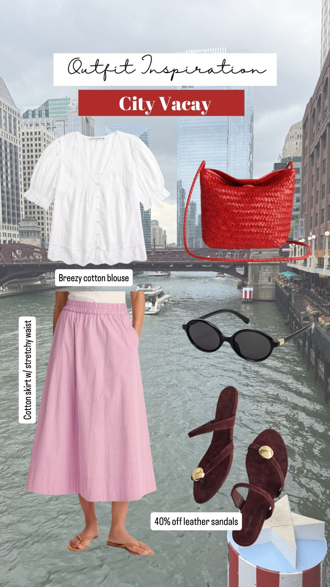 All cotton summer vacation look!
Xs skirt xs blouse size up 1/2 for sandals 40% off

#LTKootd #LTKPetite #LTKSaleAlert