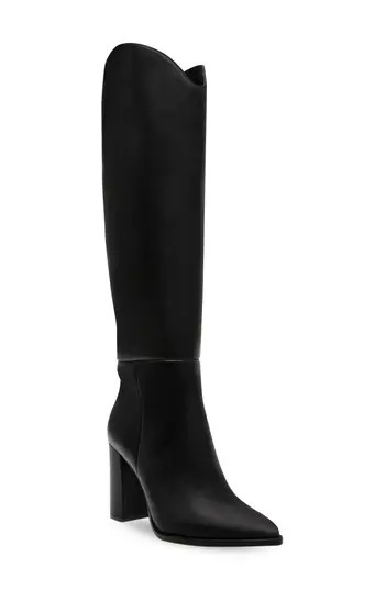 Steve Madden Bixby Pointed Toe Knee High Boot in Black Leather at Nordstrom Rack, Size 8 | Nordstrom Rack
