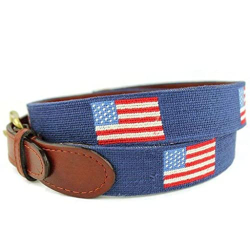 Smathers & Branson American Flag Needlepoint Belt in Navy | Amazon (US)