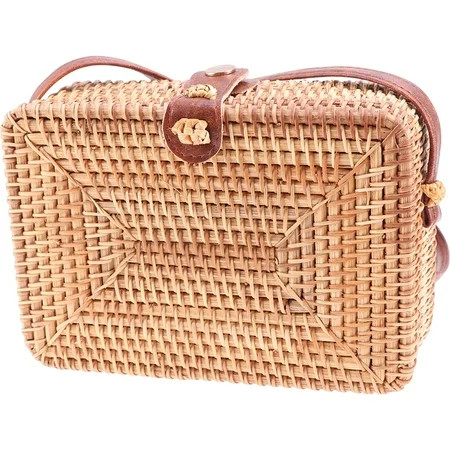 WSTEER Square Crossbody Rattan Bag Rattan Woven Handbag Hand Woven Rattan Purse for Women | Walmart (US)