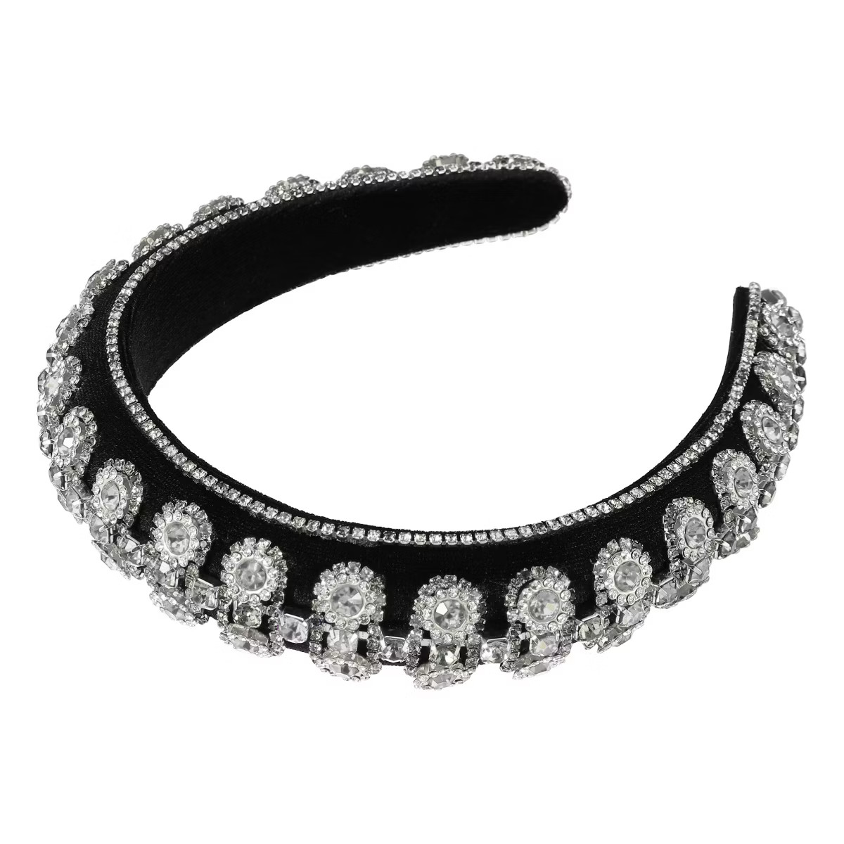 Unique Bargains Women's Bling Double-layered Rhinestone Flannel Wide Edge Headband 5.71"x1.30" 1P... | Target