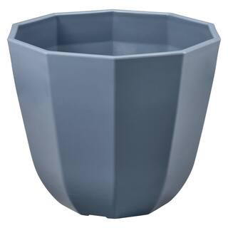 16 in. Lucinda Blue Waltz Decorative Plastic Planter (16 in. D x 13 in. H) with Drainage Hole | The Home Depot
